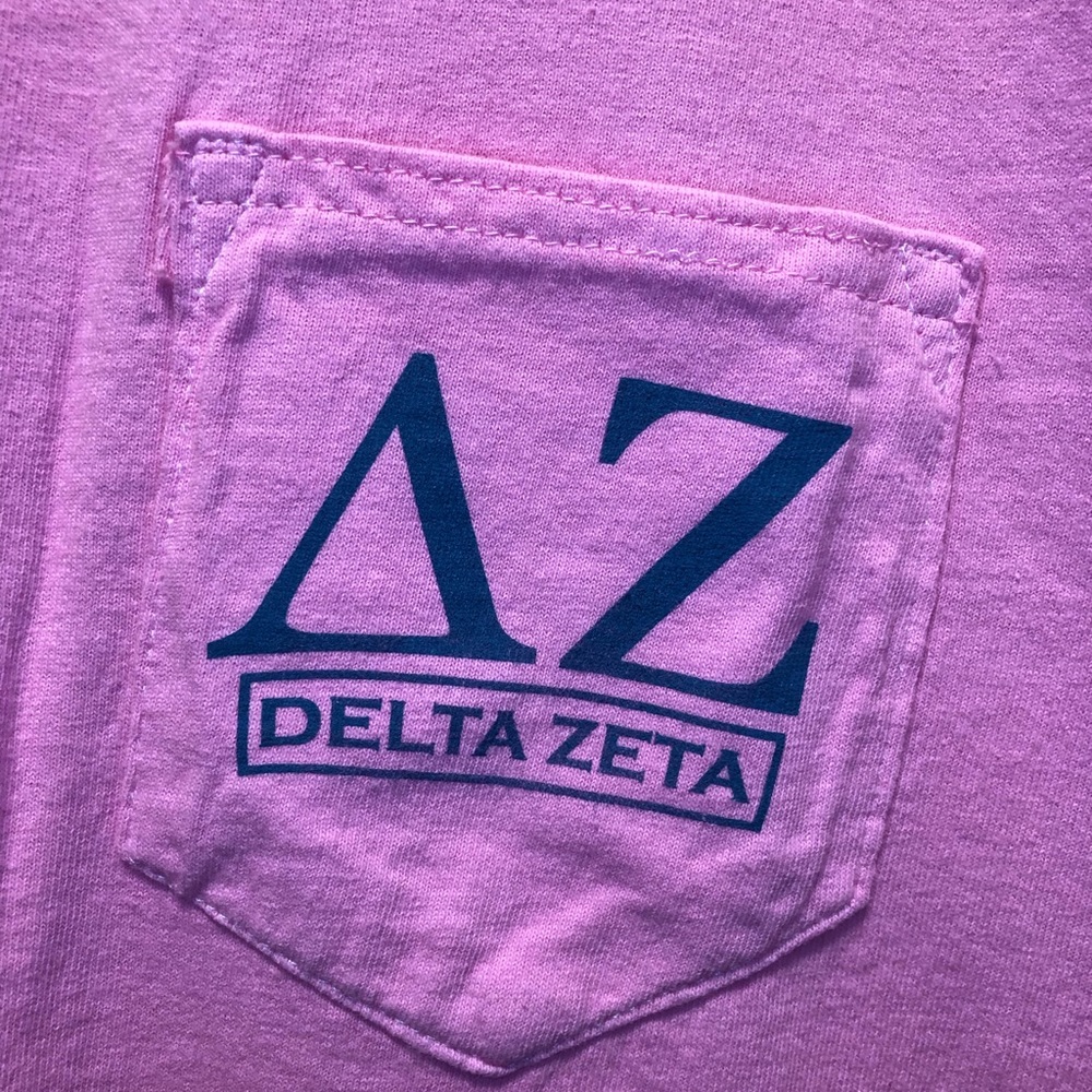 Pink and Blue Delta Zeta Pocket Tee - Picture 4 of 8